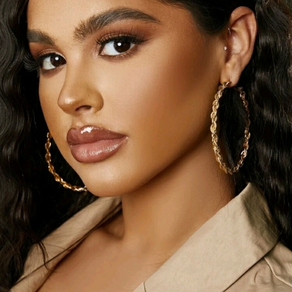 Gold Boho Hoop Earrings - Picture 3 of 7